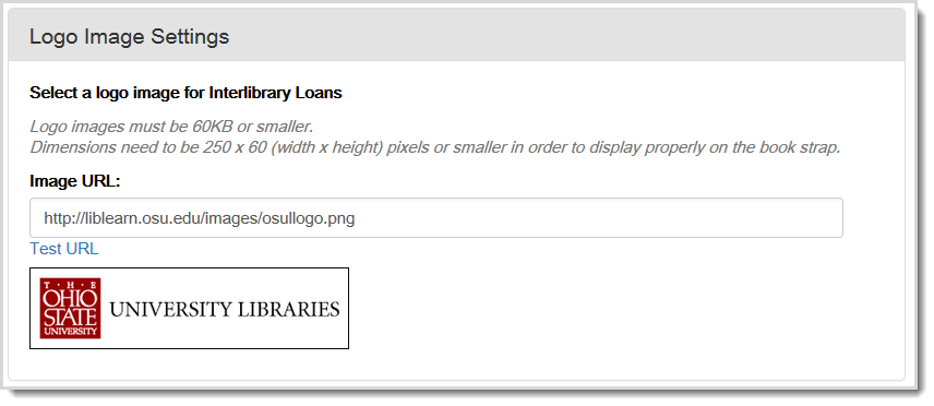 Screenshot of options for logo image settings